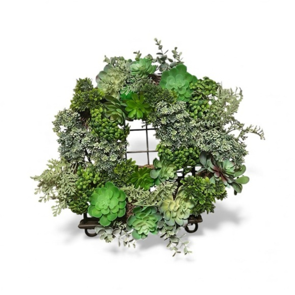 Lush Green Succulent Wreath for door